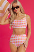 Gingham Print High Waist Two Piece Bikini Set