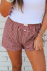 Gingham Print High Waisted Boxer Style Lounge Shorts
