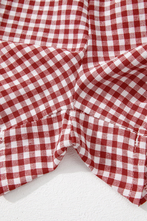 Gingham Print High Waisted Boxer Style Lounge Shorts