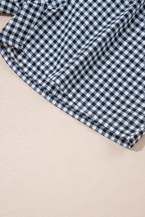 Gingham Print High Waisted Boxer Style Lounge Shorts