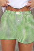 Gingham Print High Waisted Boxer Style Lounge Shorts