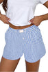 Gingham Print High Waisted Boxer Style Lounge Shorts