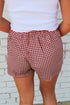 Gingham Print High Waisted Boxer Style Lounge Shorts