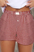 Gingham Print High Waisted Boxer Style Lounge Shorts