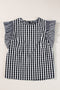 Gingham Ruffle Trim Smocked Flutter Sleeve Top