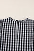 Gingham Ruffle Trim Smocked Flutter Sleeve Top