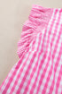 Gingham Ruffle Trim Smocked Flutter Sleeve Top