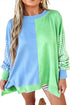 Gingham Sleeve Seam Detail Crew Neck Sweatshirt