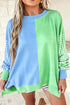 Gingham Sleeve Seam Detail Crew Neck Sweatshirt