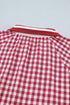 Gingham Striped Patchwork Half Zip Plaid Blouse