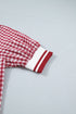 Gingham Striped Patchwork Half Zip Plaid Blouse