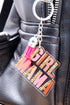 Girl Mama Lettering Wood Disc Tassel Keychain