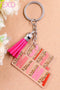 Girl Mama Lettering Wood Disc Tassel Keychain