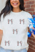 Girly Game Day Glitter Baseball Bow Graphic T-Shirt