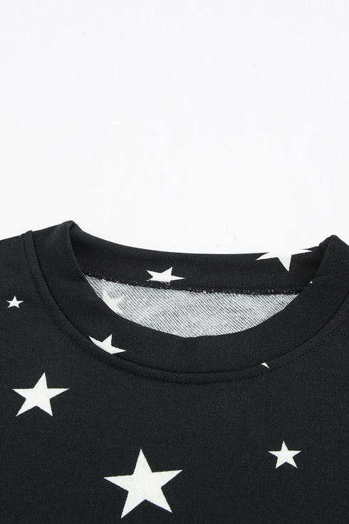 Give A Little Love Crew Neck Star Print Long Sleeve Top