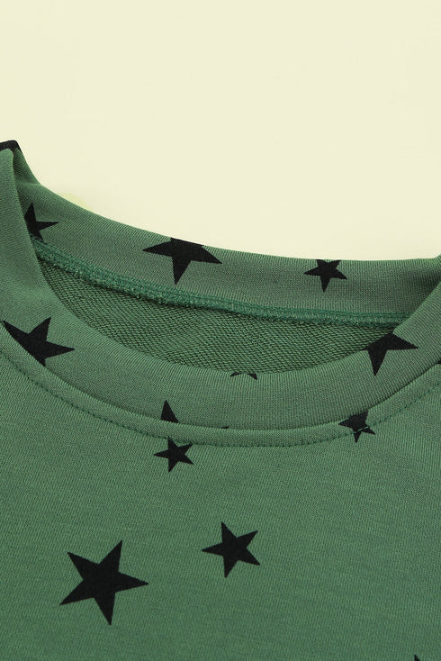 Give A Little Love Crew Neck Star Print Long Sleeve Top