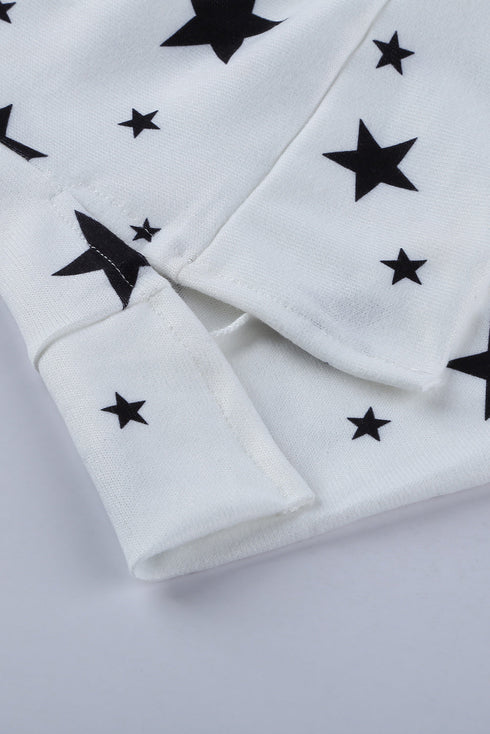 Give A Little Love Crew Neck Star Print Long Sleeve Top