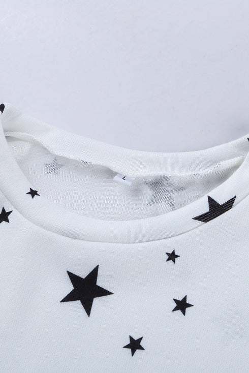 Give A Little Love Crew Neck Star Print Long Sleeve Top