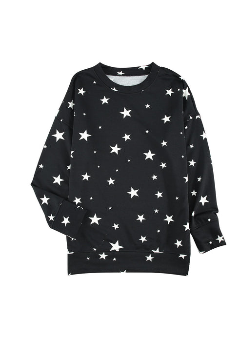 Give A Little Love Crew Neck Star Print Long Sleeve Top