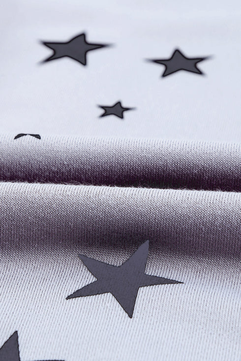 Give A Little Love Crew Neck Star Print Long Sleeve Top