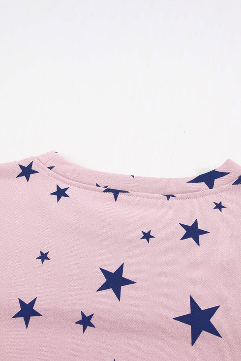 Give A Little Love Crew Neck Star Print Long Sleeve Top