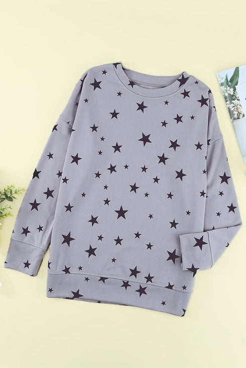 Give A Little Love Crew Neck Star Print Long Sleeve Top