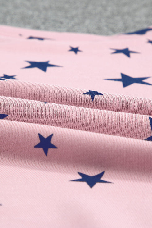 Give A Little Love Crew Neck Star Print Long Sleeve Top