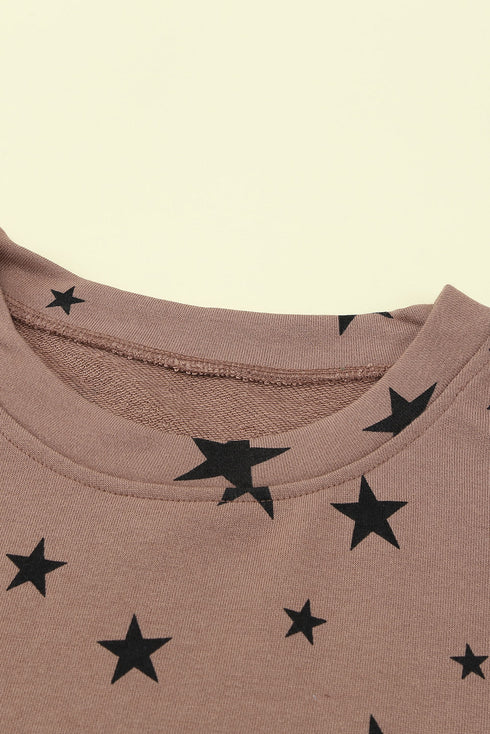 Give A Little Love Crew Neck Star Print Long Sleeve Top