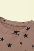 Give A Little Love Crew Neck Star Print Long Sleeve Top