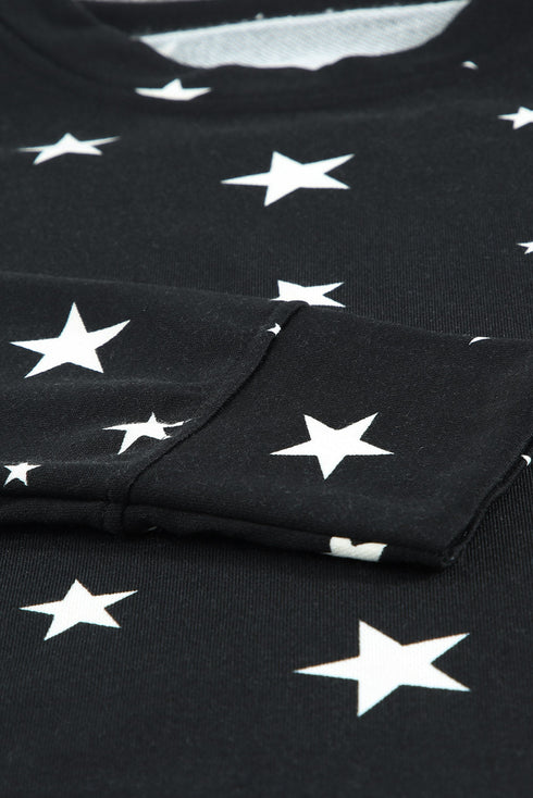 Give A Little Love Crew Neck Star Print Long Sleeve Top