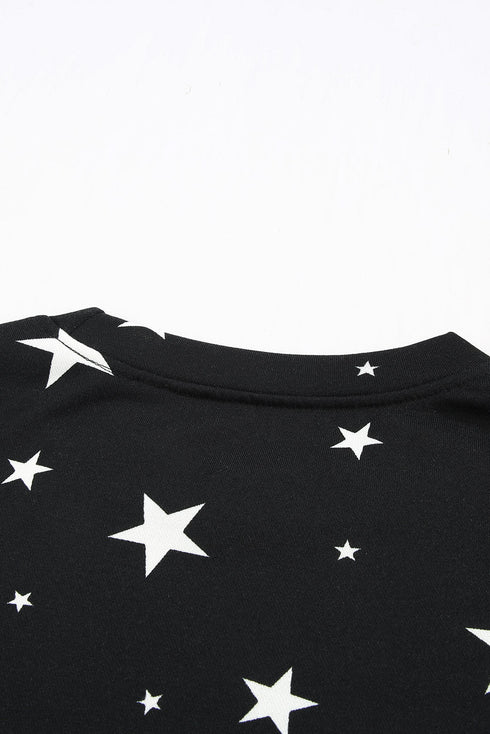Give A Little Love Crew Neck Star Print Long Sleeve Top