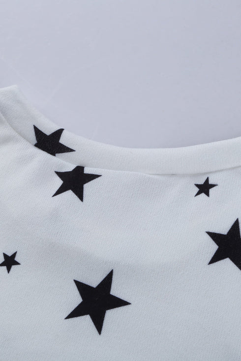 Give A Little Love Crew Neck Star Print Long Sleeve Top