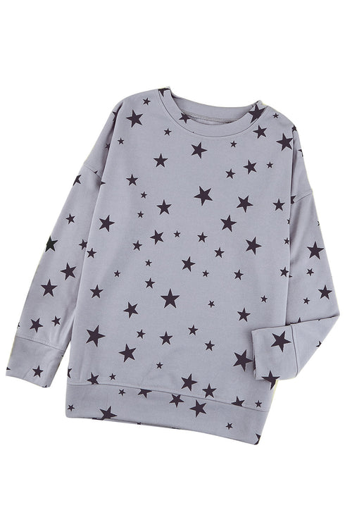 Give A Little Love Crew Neck Star Print Long Sleeve Top