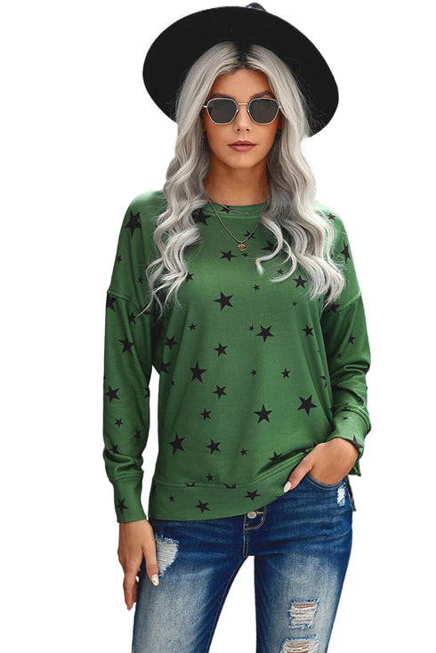 Give A Little Love Crew Neck Star Print Long Sleeve Top