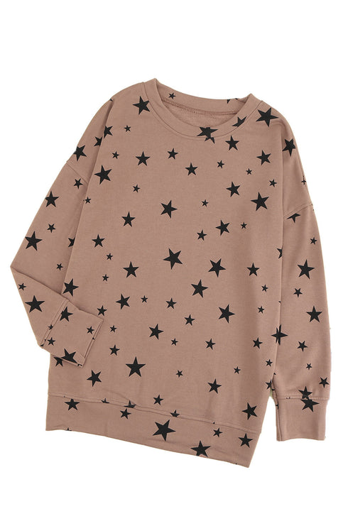 Give A Little Love Crew Neck Star Print Long Sleeve Top