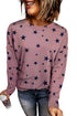 Give A Little Love Crew Neck Star Print Long Sleeve Top