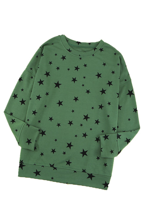 Give A Little Love Crew Neck Star Print Long Sleeve Top