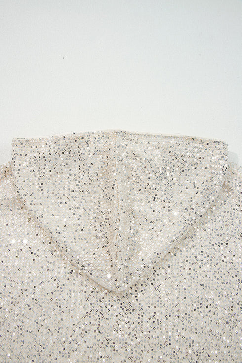 Glamorous All Over Sequin Hooded Long Sleeve Top
