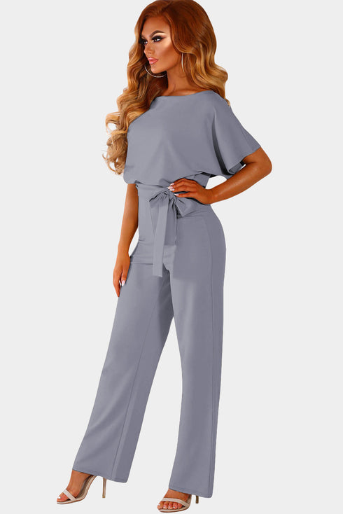 Glamorous Belted Wide Leg Silhouette Dressy Jumpsuit