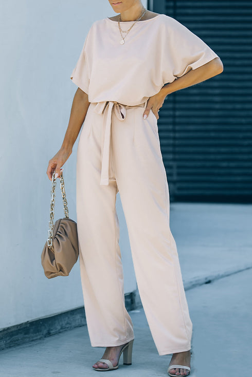 Glamorous Belted Wide Leg Silhouette Dressy Jumpsuit