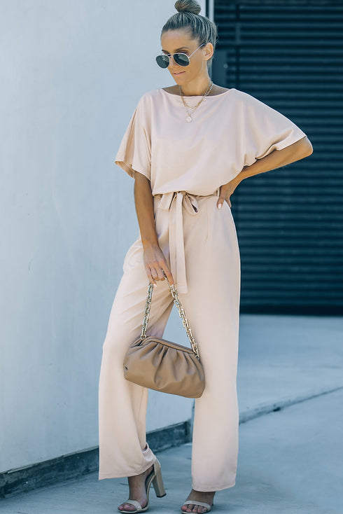 Glamorous Belted Wide Leg Silhouette Dressy Jumpsuit