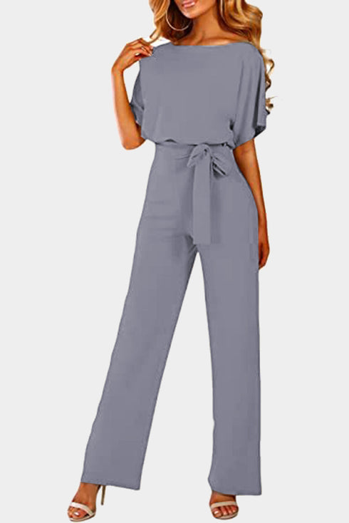 Glamorous Belted Wide Leg Silhouette Dressy Jumpsuit