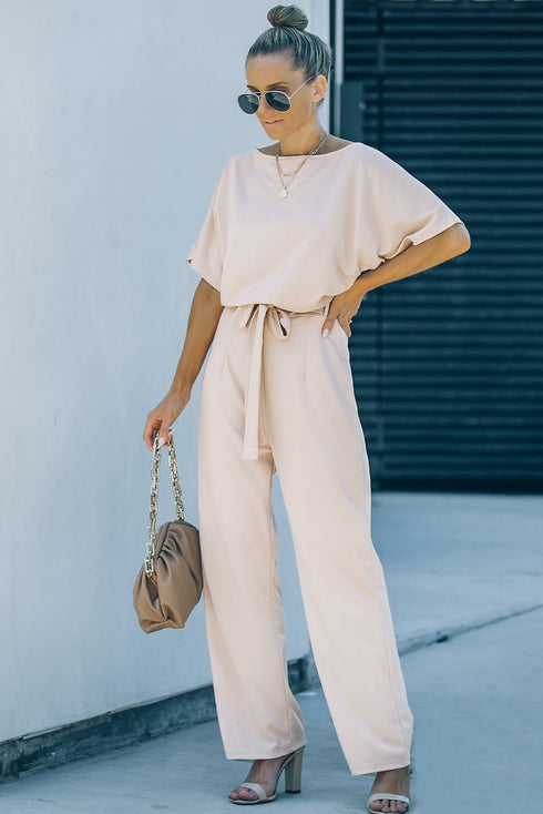 Glamorous Belted Wide Leg Silhouette Dressy Jumpsuit
