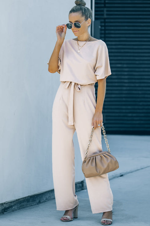 Glamorous Belted Wide Leg Silhouette Dressy Jumpsuit