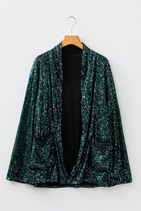 Glamorous Open Front Long Sleeve Sequin Cardigan
