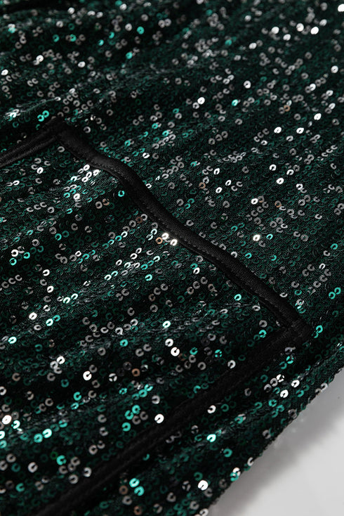 Glamorous Open Front Long Sleeve Sequin Cardigan