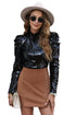 Glamorous Sequin Puff Sleeve Mock Neck Evening Blouse