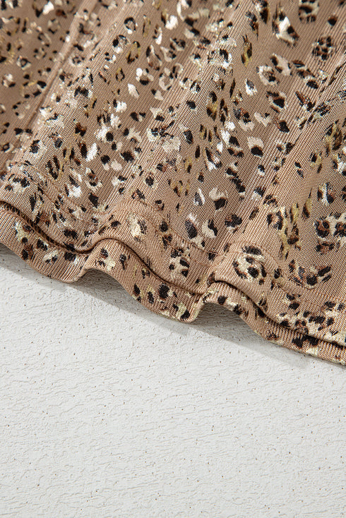 Glimmer Wild Leopard Print Boat Neck Dolman Sleeve Top
