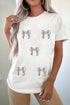 Glitter Baseball Bow Patch Crew Neck Graphic Tee