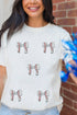 Glitter Baseball Bow Patch Crew Neck Graphic Tee